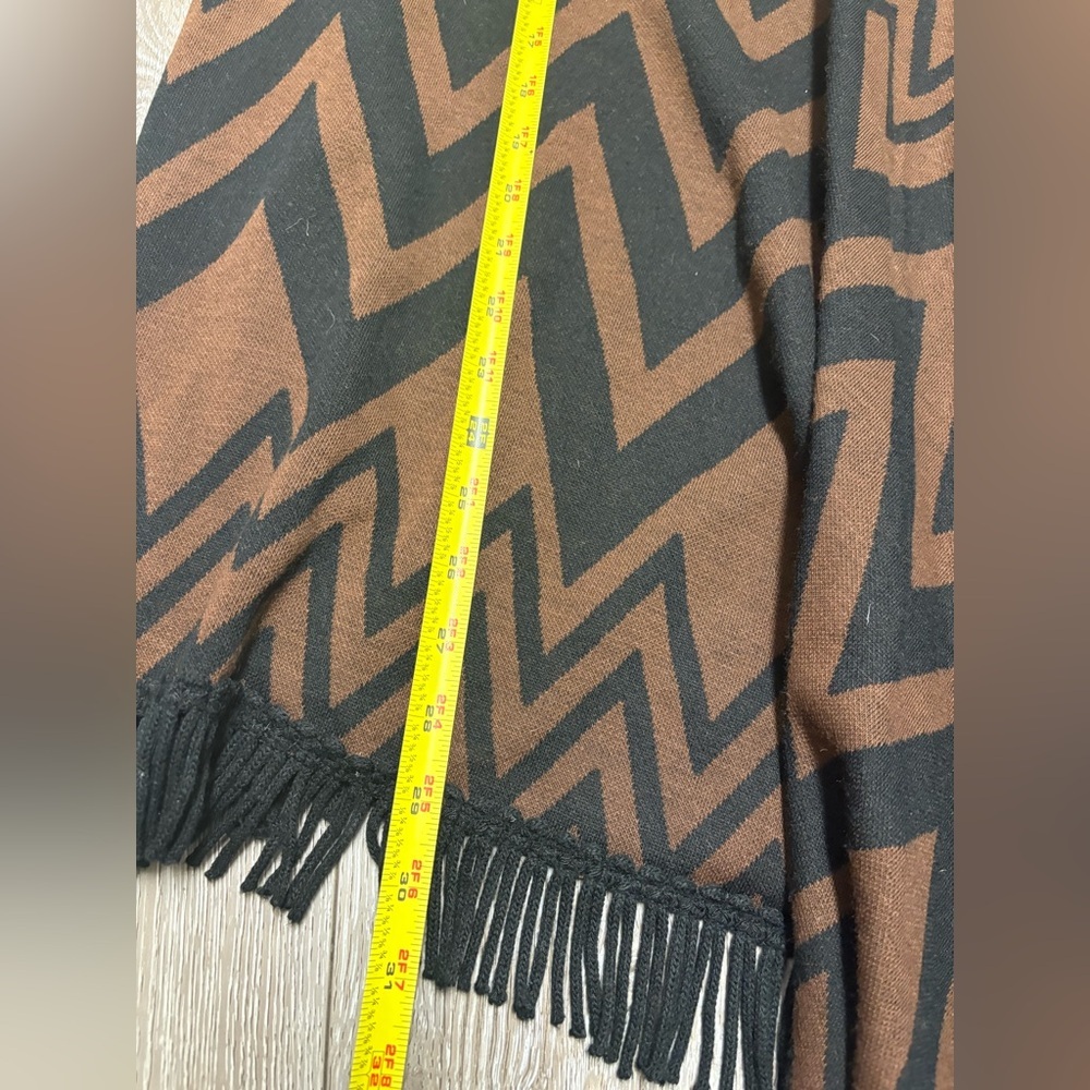 Nina Leonard Brown and Black Zigzag Fringe Skirt - Picture 3 of 10